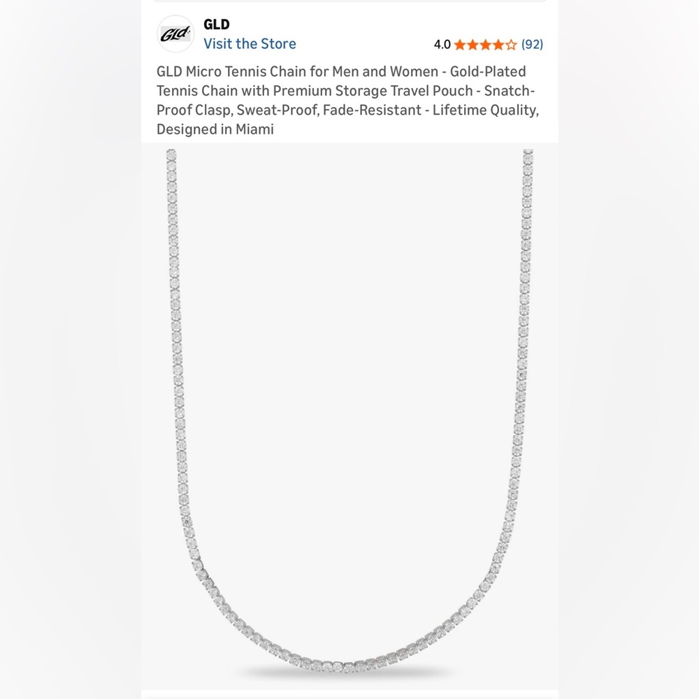 GLD 20 inch White Gold Micro Tennis Necklace